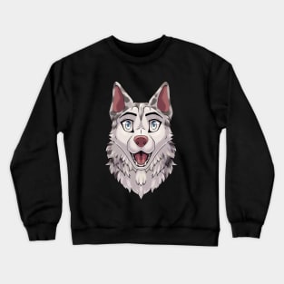 Shocked Surprised Expression Blue Merle Husky Dog Crewneck Sweatshirt